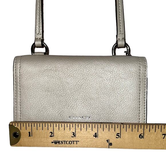 Coach Pearl Cream Metallic Crossbody Wallet Convertible Leather Crossbody Purse - Picture 10 of 14